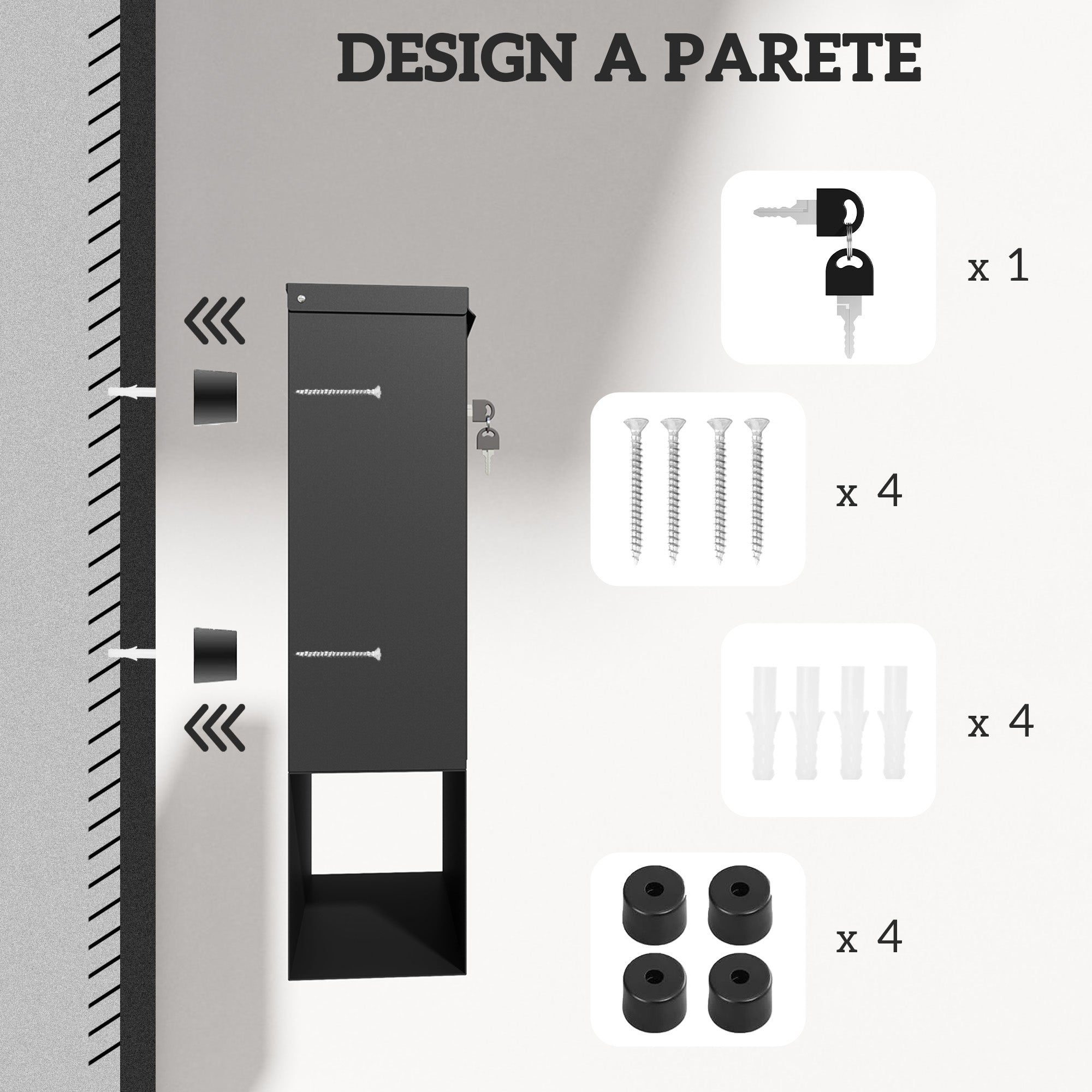 Wall-Mounted Metal Mailbox with Window and Lock, 30x8.5x32.5 cm, Charcoal Gray
