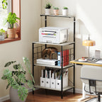 4-Tier Kitchen Shelf with Mesh Panels and 8 Hooks, Industrial Style, 60x42x134.5 cm, Oak