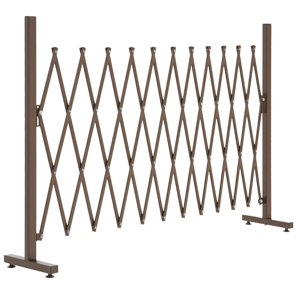 Adjustable Width Garden Fence, Metal and Aluminum, 300x31x103.5 cm, Dark Brown
