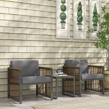 Outsunny garden set 3 pieces in rattan and steel with 2 chairs 66x68x68 cm and coffee table 45x45x44 cm