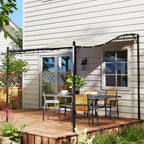 Curved Pergola with 16 Drainage Holes, Metal and Polyester, 248x298x200/250 cm, Cream White