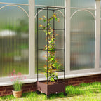 Outsunny 20L Raised Trellis Planter with Lockable Wheels and Self-Watering System, Brown