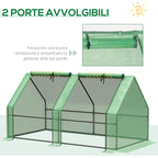 Garden Greenhouse with Reinforced PE Cover and Steel Frame, 180x90x90cm, Green