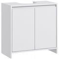 Bathroom Vanity Unit with 2 Decorated Doors and U-Cut for Pipes, 60x30x60cm, White