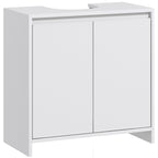 Bathroom Vanity Unit with 2 Decorated Doors and U-Cut for Pipes, 60x30x60cm, White