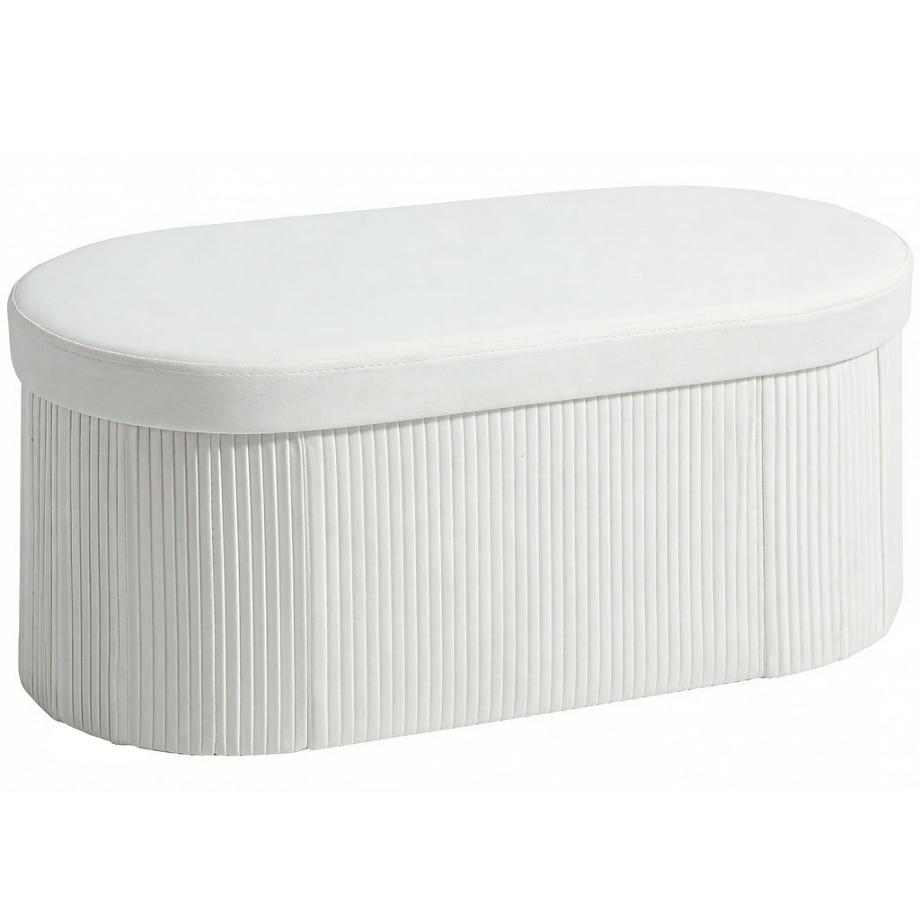 HOMCOM Foldable Storage Ottoman with 72L Compartment and Velvet Upholstery, 76x38x35 cm, Cream