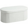 HOMCOM Foldable Storage Ottoman with 72L Compartment and Velvet Upholstery, 76x38x35 cm, Cream