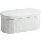HOMCOM Foldable Storage Ottoman with 72L Compartment and Velvet Upholstery, 76x38x35 cm, Cream