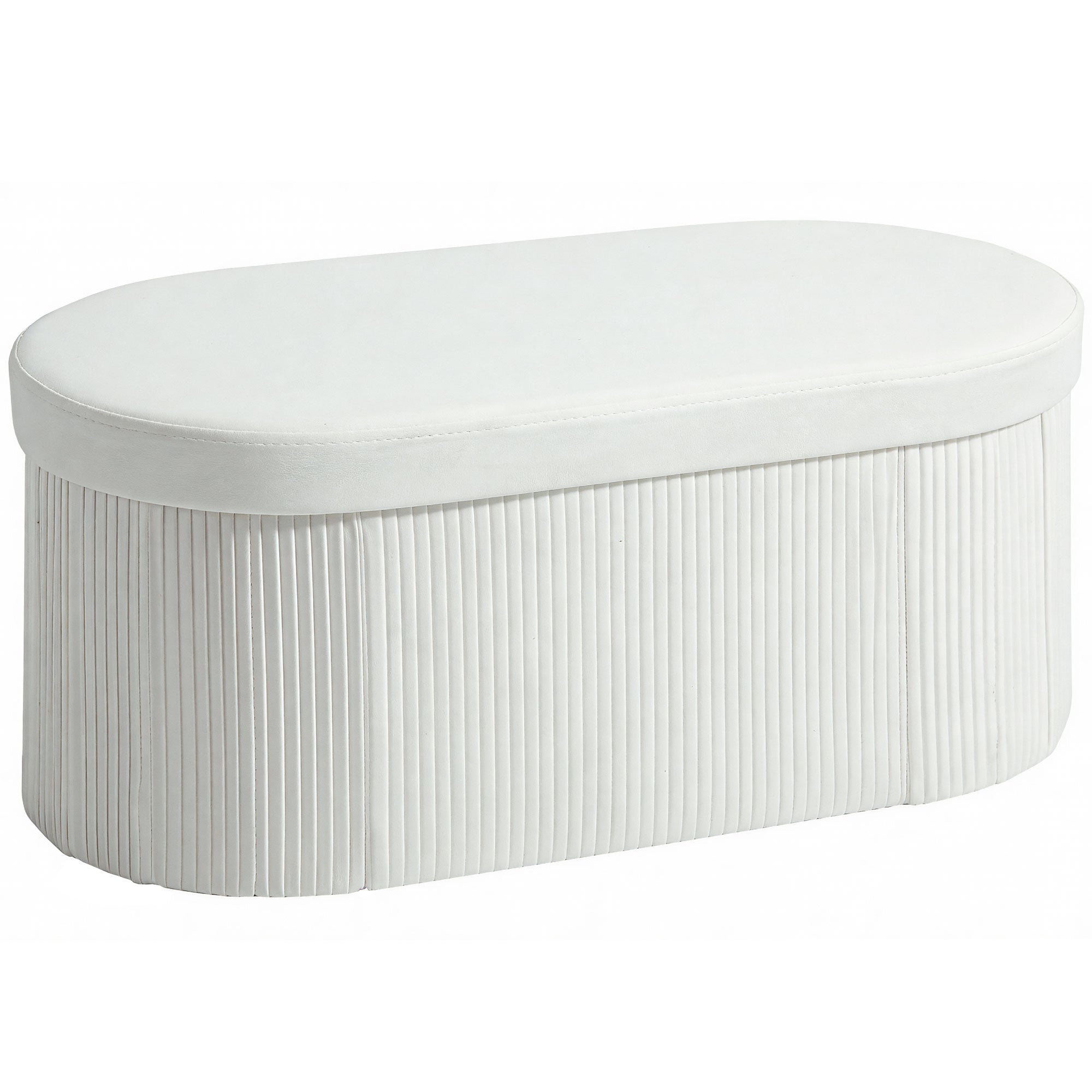 HOMCOM Foldable Storage Ottoman with 72L Compartment and Velvet Upholstery, 76x38x35 cm, Cream