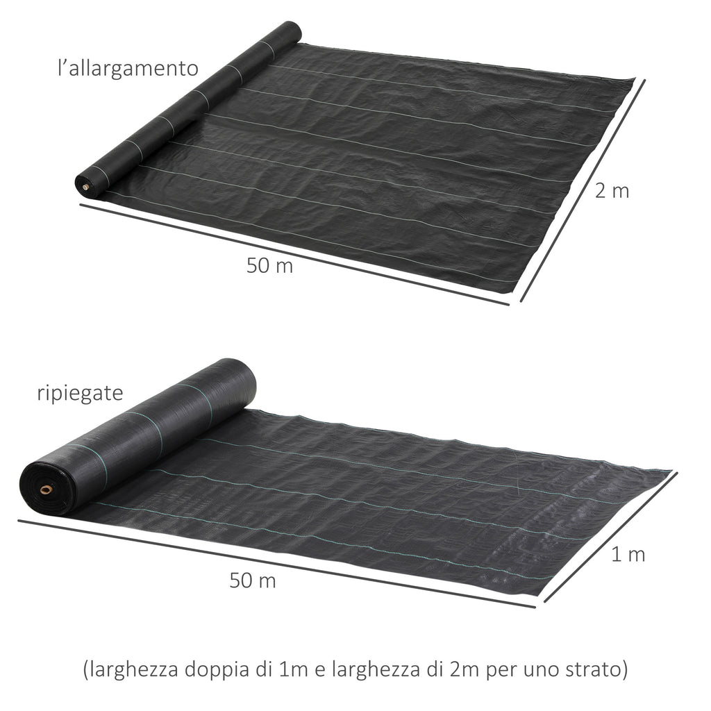 50x2m Breathable and Anti-UV Polypropylene Black Mulch Sheet