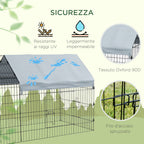 Indoor and Outdoor Rabbit Cage with Roof, 220x85x103cm, Silver