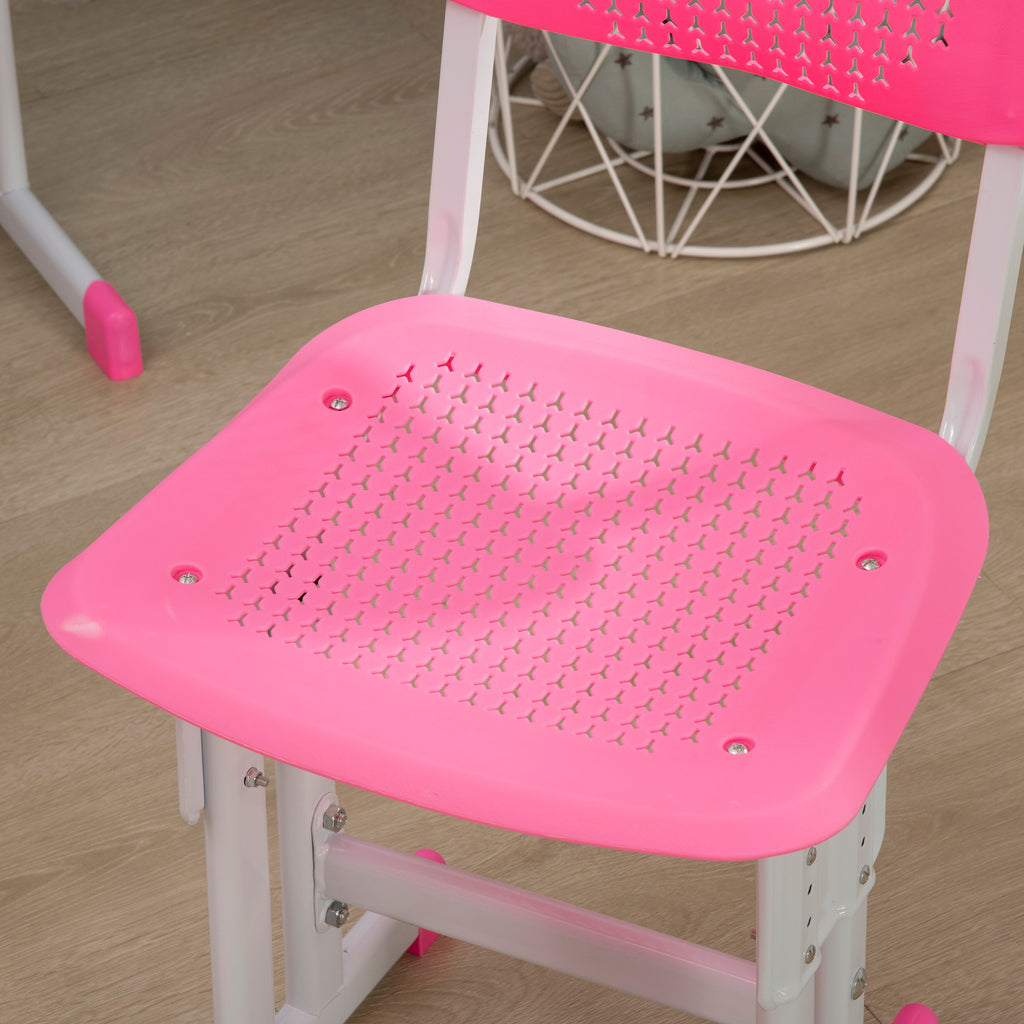 Children's Desk with Height-Adjustable Chair for 6-12 Years Old, Steel and MDF, Pink