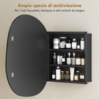 Bathroom Mirror Cabinet with 3 Internal Shelves, in Aluminum and Metal, 61x12x79 cm, Black