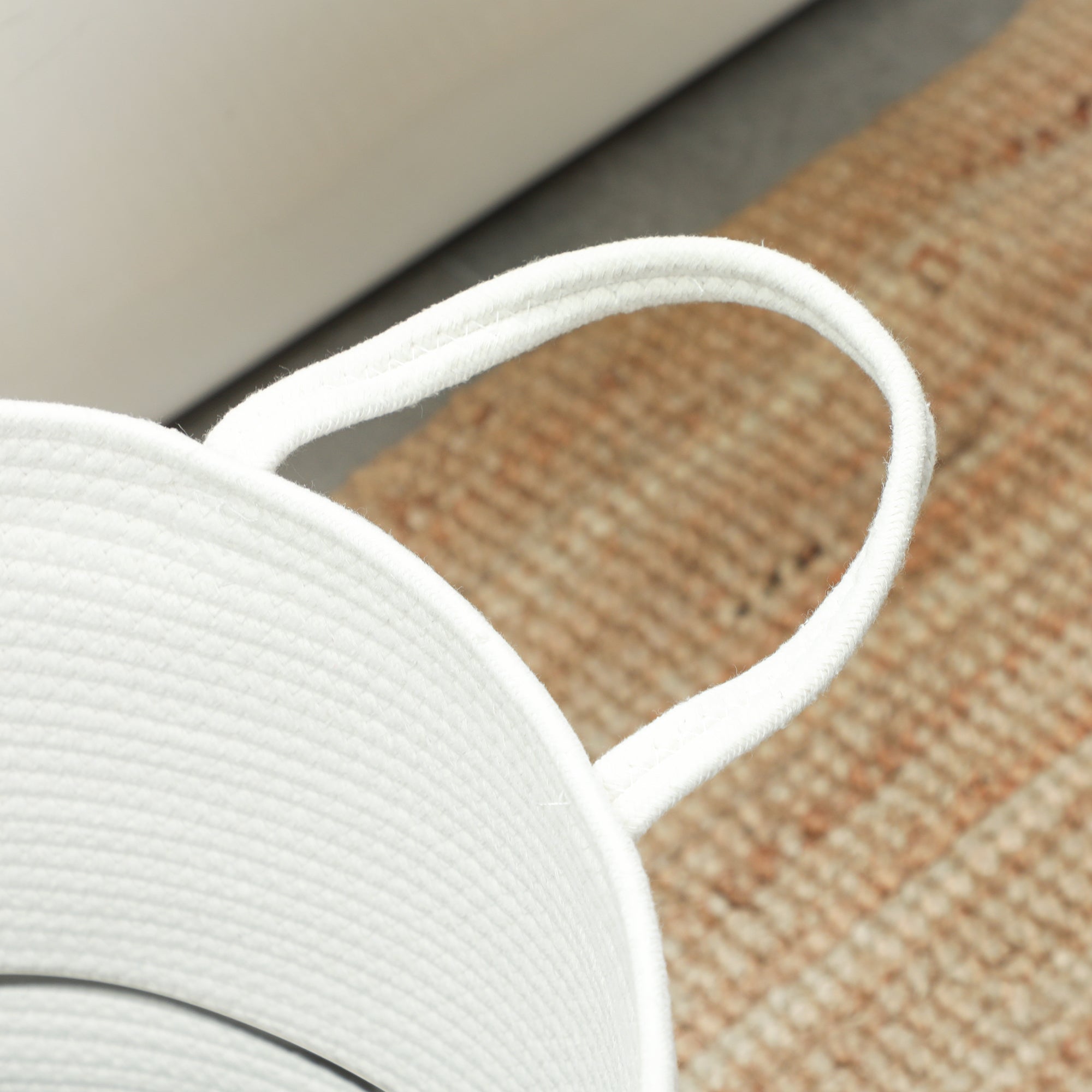 Portable and Foldable 36L Laundry Basket with Natural Cotton Handles, Ø38x45 cm, Cream