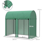 Outsunny 2m² Garden Greenhouse, 2 Roll-Up Doors, 140g/m² Anti-UV PE Cover, 2x1x1.78m, Green