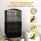 PawHut Bird Cage with Handle, Removable Tray, Wooden Perches, Swing and Bowls, 46.5x35.5x92cm, Black