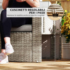 Outsunny 6-Piece Outdoor Set with Sofa, 2 Chairs, Glass-Top Coffee Table, and 2 Ottomans, Dark Grey