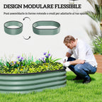 Outsunny Set of 2 Raised Garden Beds in Galvanized Metal with Rubber Edge and Modular Design, 135x90x30 cm Green