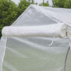 Outsunny UV-Proof Tunnel Greenhouse with 6 Mesh Windows and Roll-Up Entrance, Metal and PE, 4x2x2 m, White