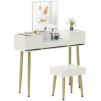 3 Drawer Dressing Table Set with Mirror and Stool, White