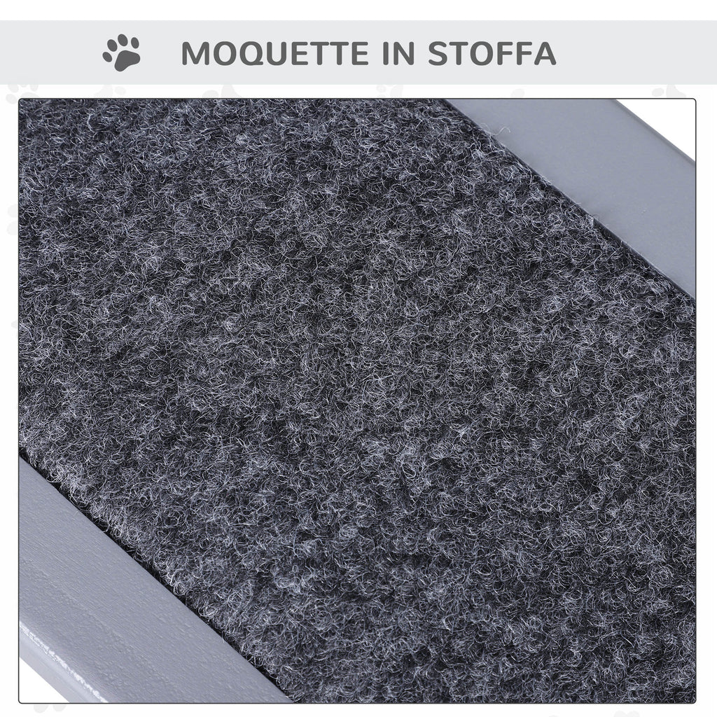 3-Step Dog Stairs with Non-Slip Mat and Storage Space, 40.5 x 44.5 x 38 cm, Grey
