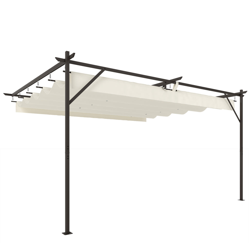 Outsunny Gazebo Pergola 3x4 m with Retractable Sliding Roof and Drainage Holes, Cream White