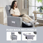 HOMCOM Reclining Chair 135° max in Linen Effect Fabric, Foam, Steel and Wood, 73x86x100 cm, Light Grey