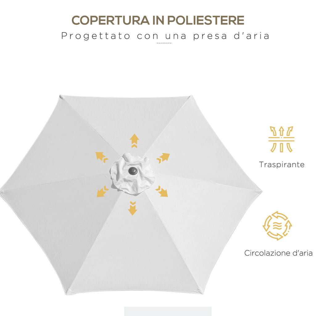 2.6x2.4 m Garden Umbrella with Crank and Tilting Head, in Aluminum and Polyester, Beige and Black