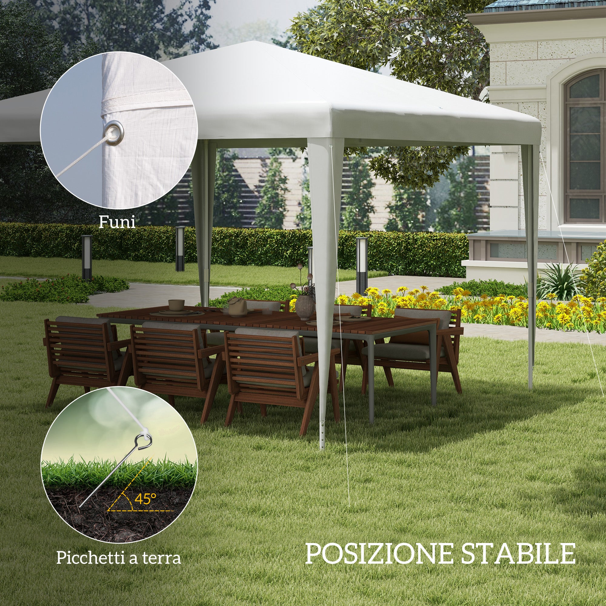 Garden Gazebo 3x3 m Foldable and Portable with Anti-UV Cover, White