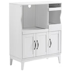 Space-Saving Kitchen Sideboard with 2 Cabinets and 2 Pull-Out Wooden Shelves, 84x39x109 cm, White