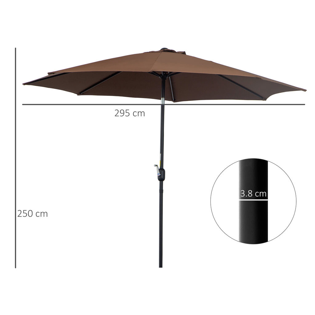 Outsunny 3x2.5 m Tilting Garden Umbrella with Removable Pole, Metal and Polyester, Coffee