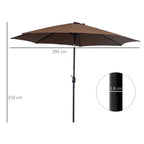 Outsunny 3x2.5 m Tilting Garden Umbrella with Removable Pole, Metal and Polyester, Coffee