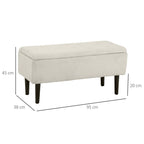 Ottoman Strange Bench with 47L Storage Compartment and Bouclé fluffy Covering, 95x38x45 cm, Beige - Borgè