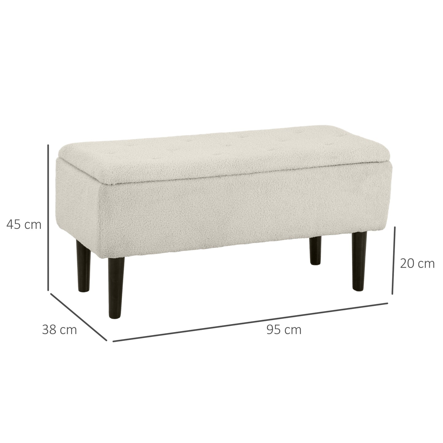 HOMCOM Bed Bench with 47L Storage Compartment and Bouclé Covering, 95x38x45 cm, Beige