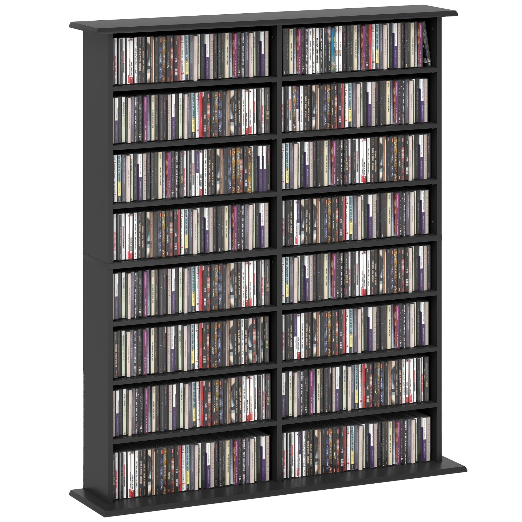 16-Tier Modern Design Wooden CD Bookcase Cabinet, 106.5x24x123.7 cm, Black