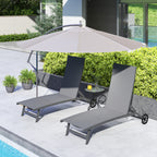 Outsunny Set of 2 Sun Loungers with Reclining Backrest, in Aluminum and Breathable Fabric, 66x165x102 cm, Dark Gray
