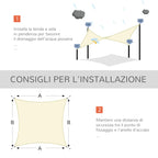 4x6m Rectangular Shade Sail, Breathable Anti-UV Polyester Outdoor Awning, Cream White - Borge' Group Limited