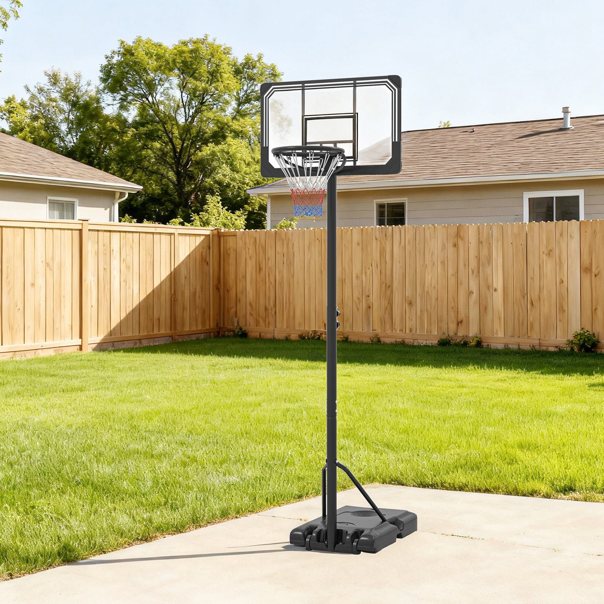 SPORTNOW 6-Height Adjustable Basketball Hoop with Fillable Base and Wheels, Made of PE, Steel and Polyester, Black