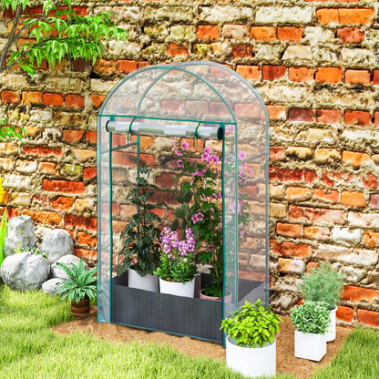 Wall-Mounted Greenhouse with Plant Bag and Roll-Up Entrance, Steel and Plastic, 89x50x152 cm, Transparent