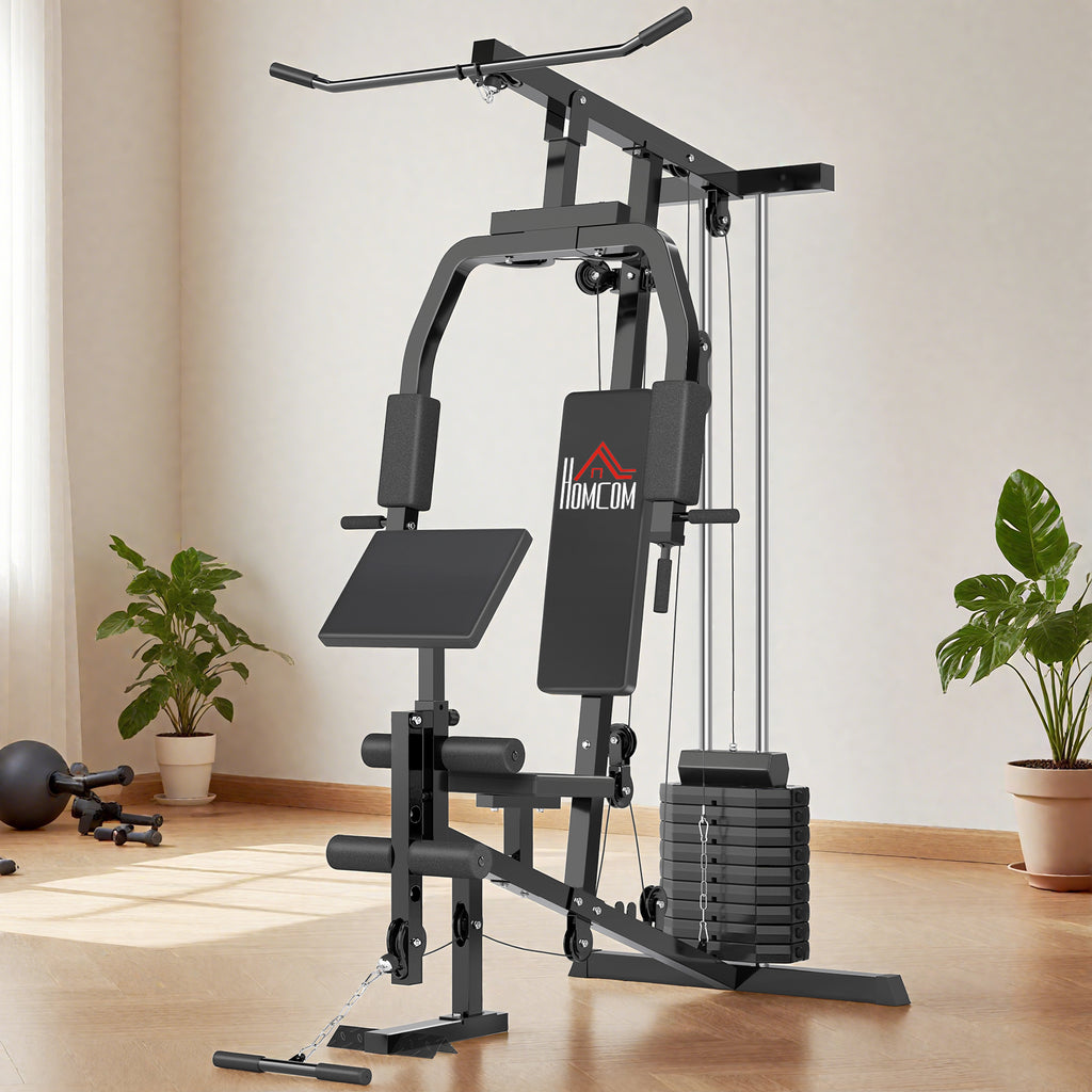 Multifunctional Fitness Station for Home and Professional Training in Steel, 148x108x207 cm, Black