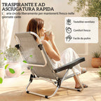 Outsunny Set of 2 Folding and Reclining 4-Position Deck Chairs with Headrest, Aluminum, 62x61x80 cm, Gray