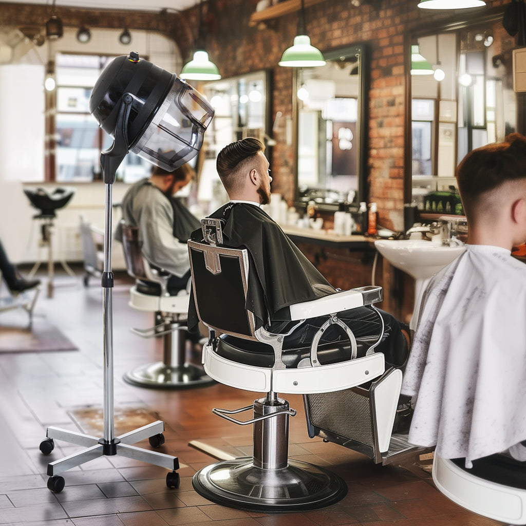 HOMCOM Helmet Hair Dryer 1180W with Adjustable Height with 60 Minute Timer and Swivel Wheels, 65x65x115-165 cm, Black - Borgè