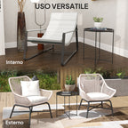Garden Coffee Table with Removable Tray and Folding Steel Legs, Ø46x50 cm, Black