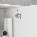 kleankin Bathroom Column with Drawer, 2 Open Shelves and 2 Double-Tier Cabinets, Made of Wood, 30x30x180 cm, Gloss White