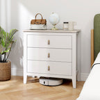3-Drawer Bedroom Chest with Faux Leather Handles, 80x40x78.5 cm, White