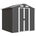 Outsunny Steel Garden Shed with 2 Sliding Doors, Black, 2.6 m²