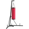 SPORTNOW Adjustable Punching Bag Stand with Triangular Base and Punching Bag, Made of Steel and Canvas, 175x91x185-231 cm, Red