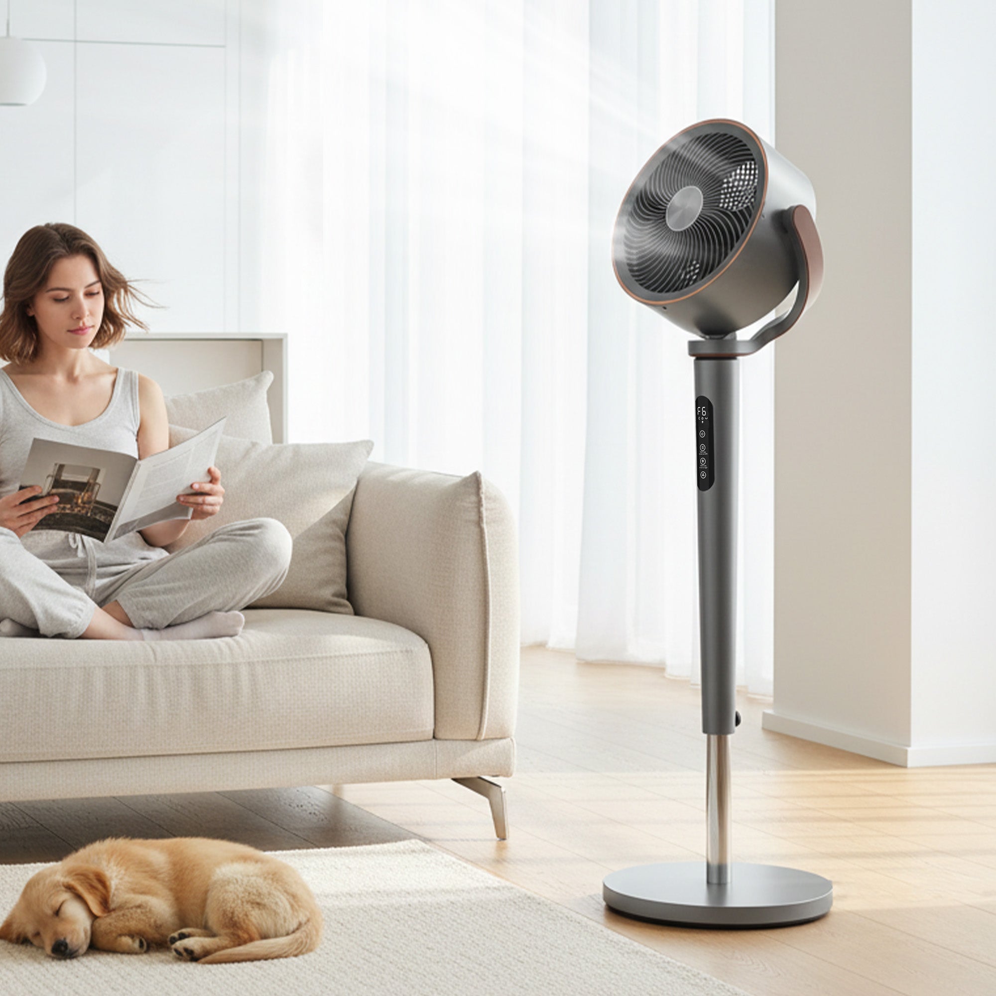 HOMCOM 12-Speed Pedestal Fan with Remote Control, 12-Hour Timer, and Adjustable Height, 35.5 x 32.5 x 116.5 cm, Grey