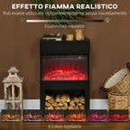 Electric Fireplace with 3D Colorful Flame Effect, 1000W/2000W with Adjustable Temperature and Remote Control, Black