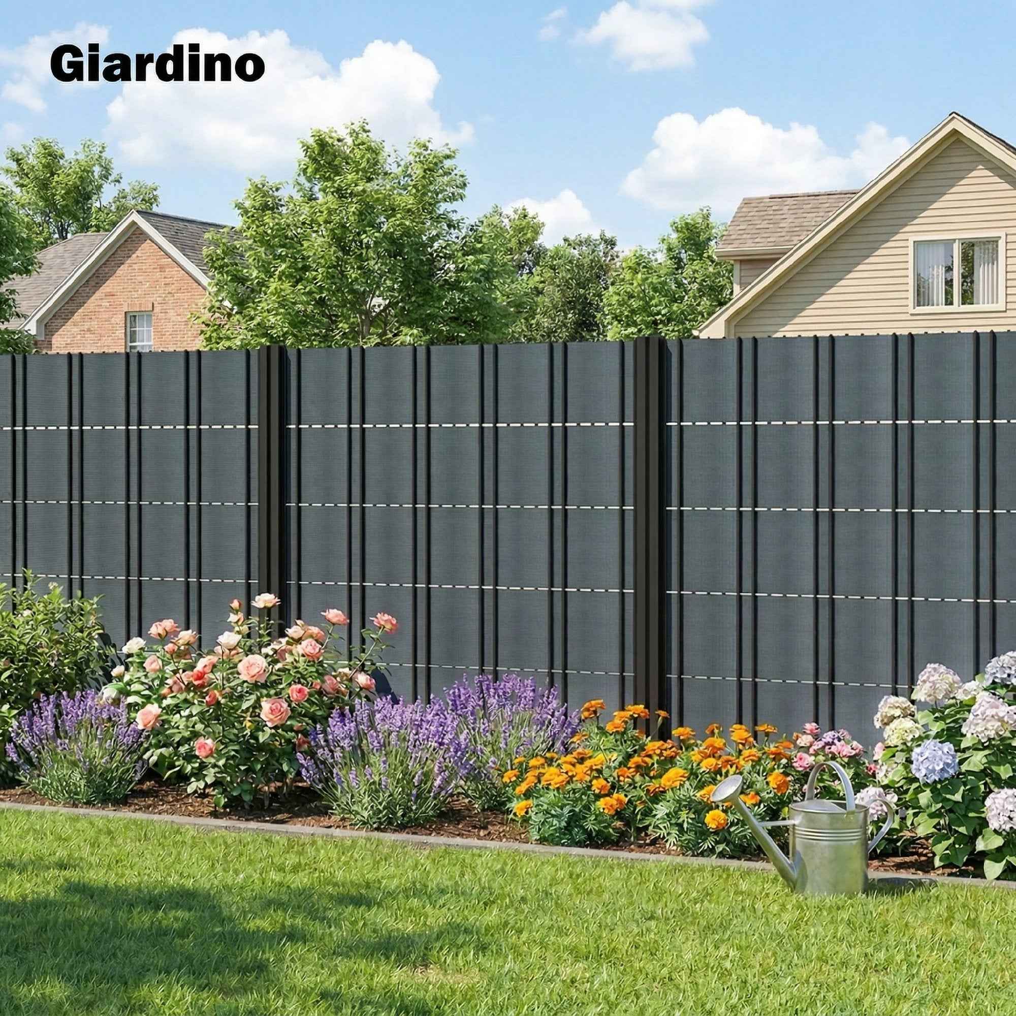 Outsunny 4-Piece Garden Privacy Screen Set, Waterproof, UV Resistant, with Clips, Made of PP, 3500 x 19 cm, Grey